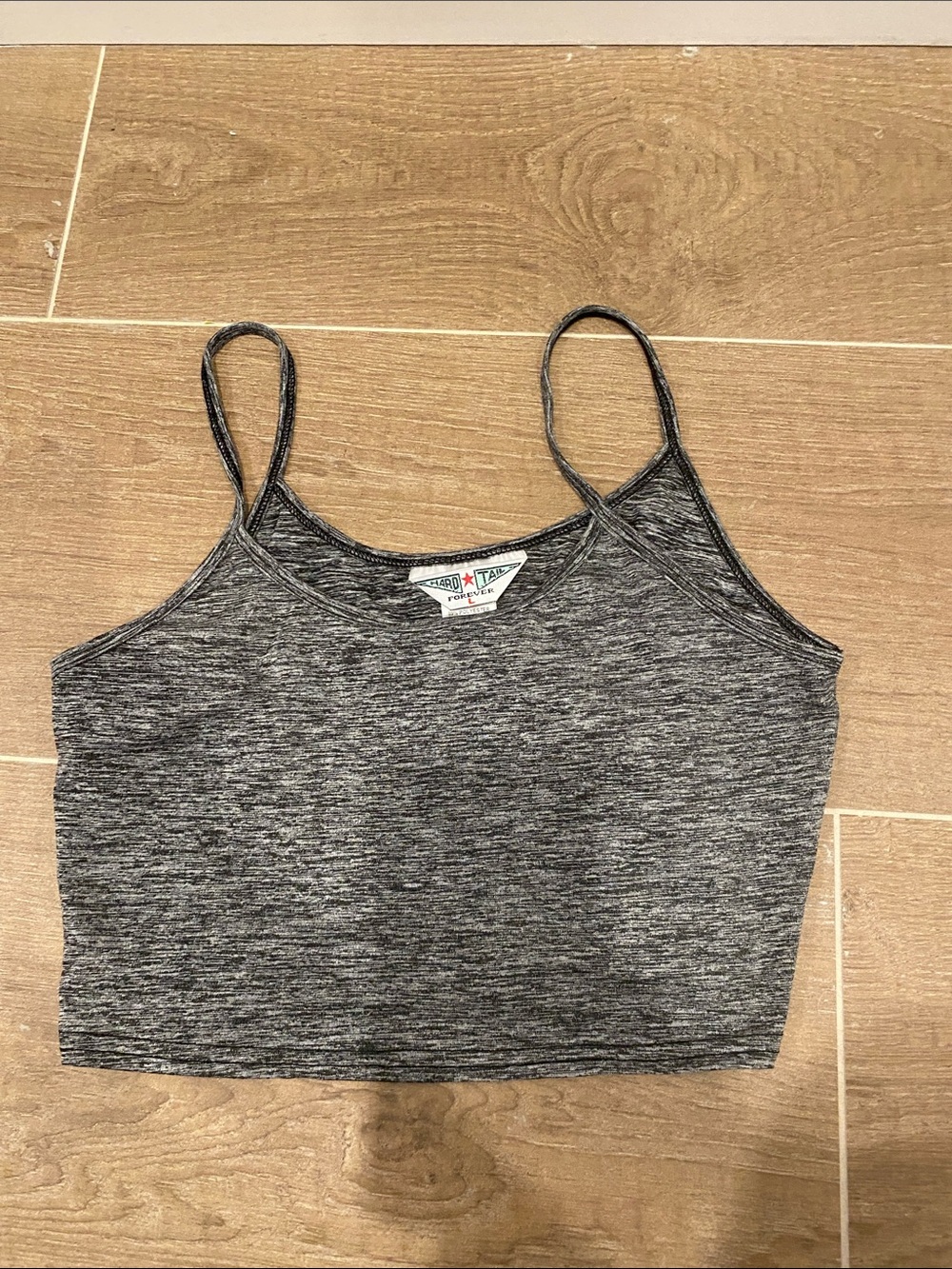 Hard Tail Charcoal Heather Spaghetti Strap Crop Tank